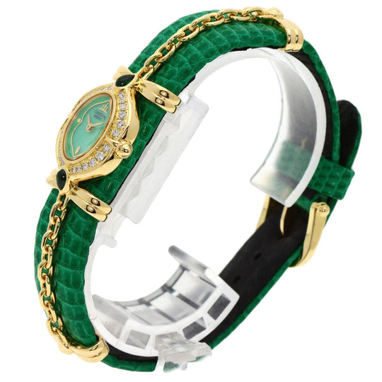 SEIKO Watches Quartz 1E70-3200 18K Yellow Gold green CREDOR Bezel Diamond Manufacturer Complete green dial