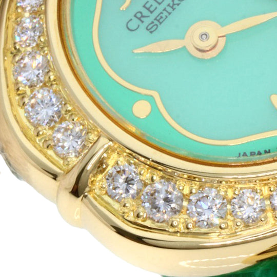 SEIKO Watches Quartz 1E70-3200 18K Yellow Gold green CREDOR Bezel Diamond Manufacturer Complete green dial