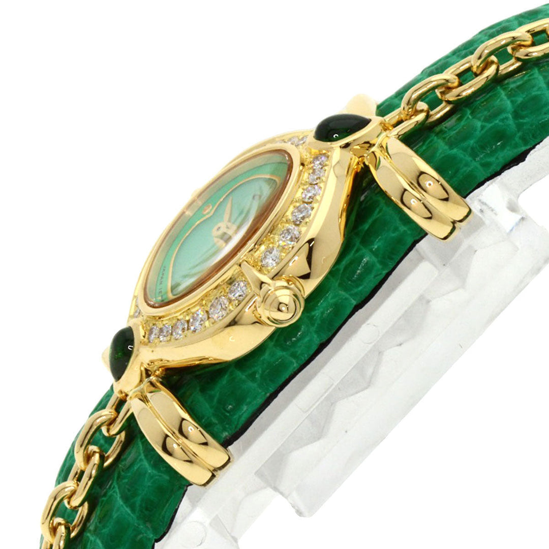 SEIKO Watches Quartz 1E70-3200 18K Yellow Gold green CREDOR Bezel Diamond Manufacturer Complete green dial