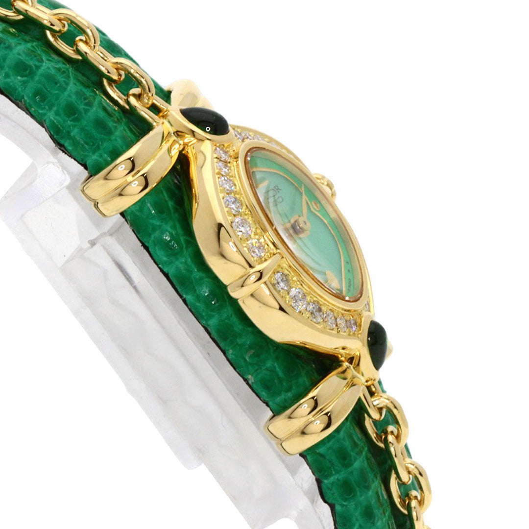 SEIKO Watches Quartz 1E70-3200 18K Yellow Gold green CREDOR Bezel Diamond Manufacturer Complete green dial