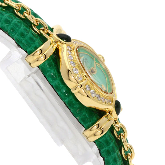 SEIKO Watches Quartz 1E70-3200 18K Yellow Gold green CREDOR Bezel Diamond Manufacturer Complete green dial