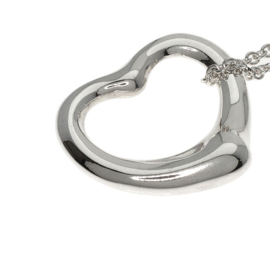 TIFFANY&Co. Necklace SV Silver Open heart Women Used Authentic