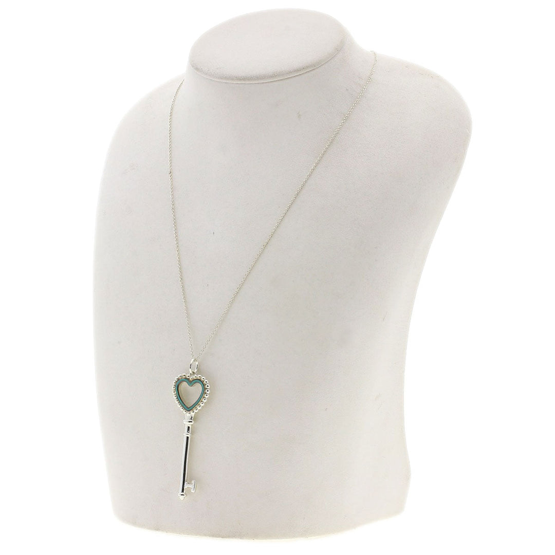 TIFFANY&Co. Necklace SV Silver Beads Heart Key Women Used Authentic