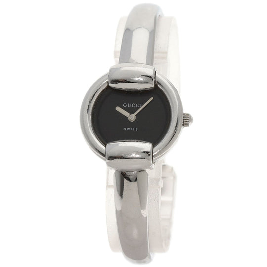 GUCCI Watches Quartz 1400L Stainless Steel , Stainless Steel Silver Round face black dial Women Used Authentic