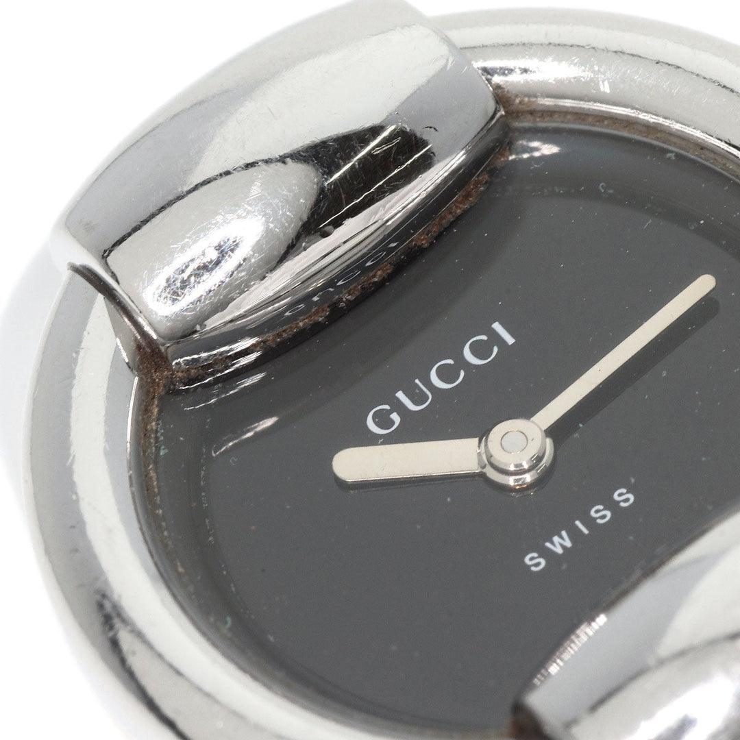 GUCCI Watches Quartz 1400L Stainless Steel , Stainless Steel Silver Round face black dial Women Used Authentic