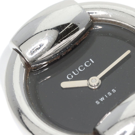 GUCCI Watches Quartz 1400L Stainless Steel , Stainless Steel Silver Round face black dial Women Used Authentic