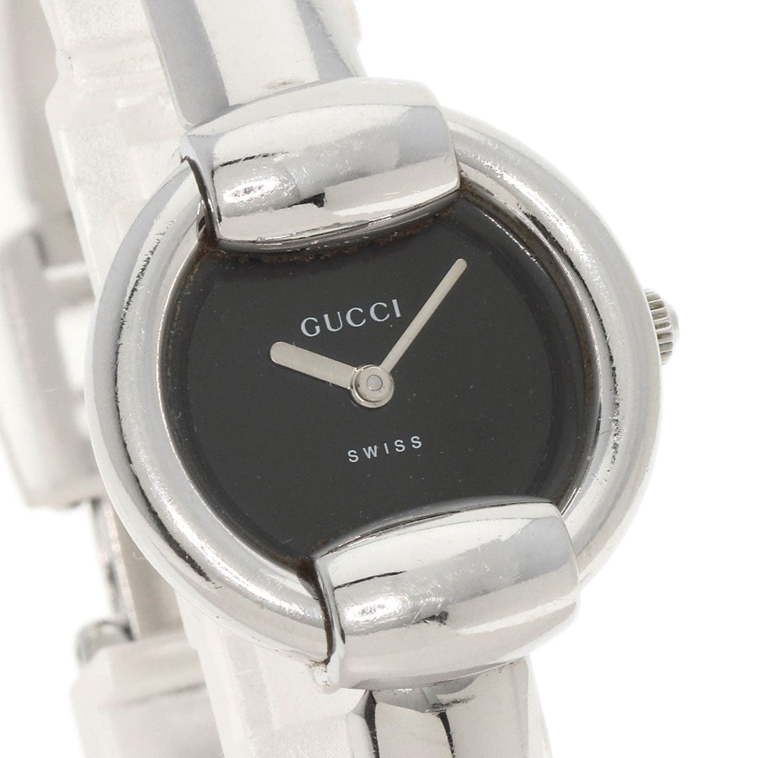 GUCCI Watches Quartz 1400L Stainless Steel , Stainless Steel Silver Round face black dial Women Used Authentic