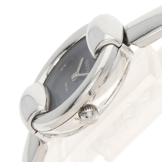 GUCCI Watches Quartz 1400L Stainless Steel , Stainless Steel Silver Round face black dial Women Used Authentic