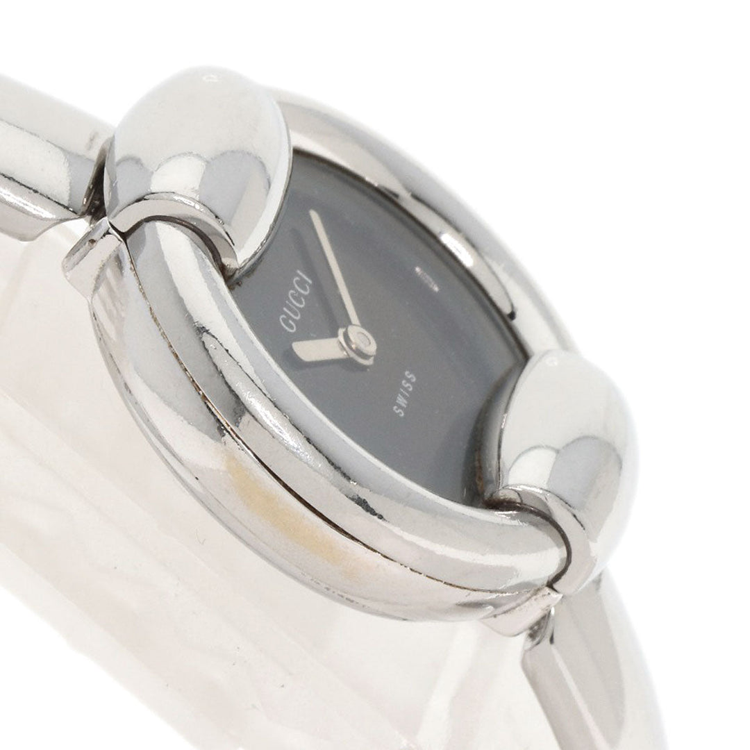 GUCCI Watches Quartz 1400L Stainless Steel , Stainless Steel Silver Round face black dial Women Used Authentic