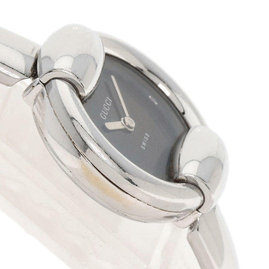 GUCCI Watches Quartz 1400L Stainless Steel , Stainless Steel Silver Round face black dial Women Used Authentic