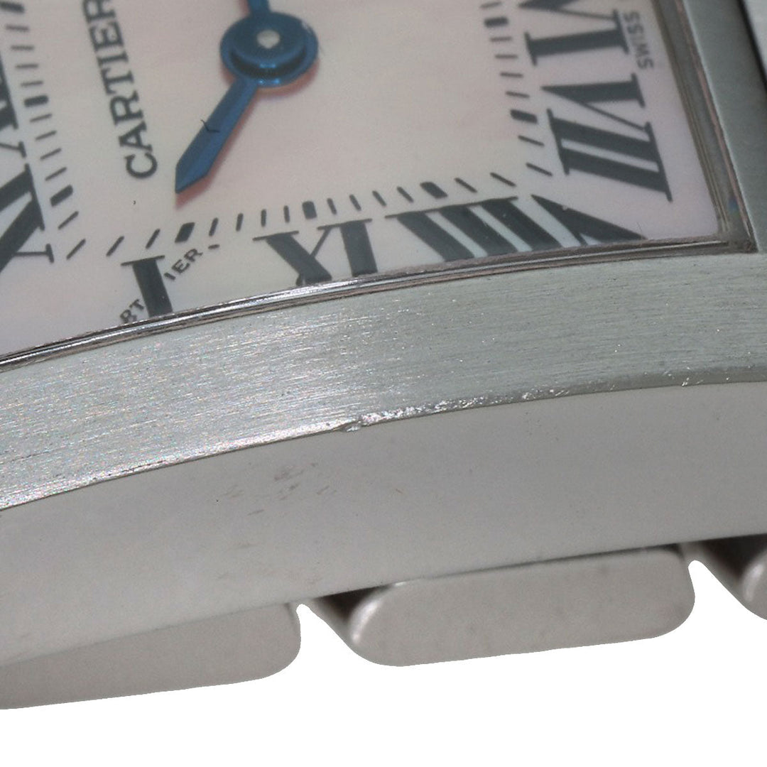 CARTIER Watches Quartz W51028Q3 Stainless Steel , Stainless Steel Silver Tank francaise SM Pink shell dial Women Used Authentic