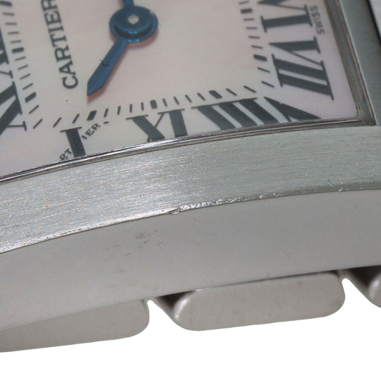 CARTIER Watches Quartz W51028Q3 Stainless Steel , Stainless Steel Silver Tank francaise SM Pink shell dial Women Used Authentic