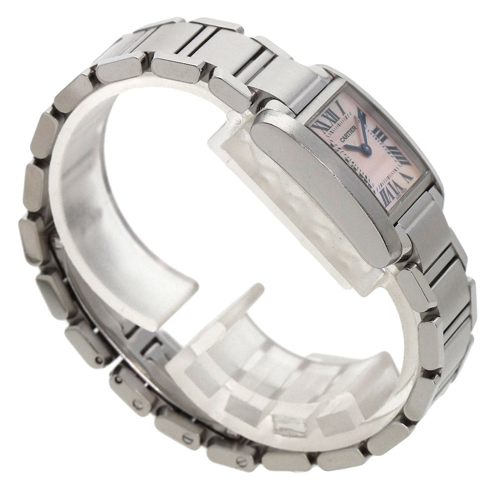 CARTIER Watches Quartz W51028Q3 Stainless Steel , Stainless Steel Silver Tank francaise SM Pink shell dial Women Used Authentic