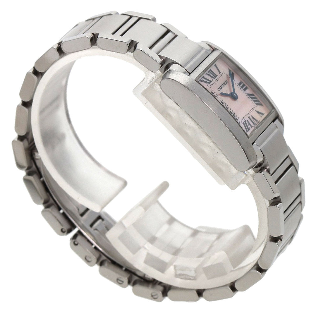 CARTIER Watches Quartz W51028Q3 Stainless Steel , Stainless Steel Silver Tank francaise SM Pink shell dial Women Used Authentic