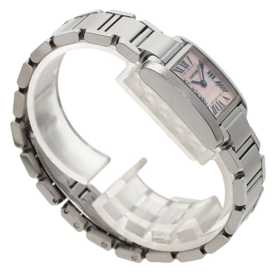 CARTIER Watches Quartz W51028Q3 Stainless Steel , Stainless Steel Silver Tank francaise SM Pink shell dial Women Used Authentic