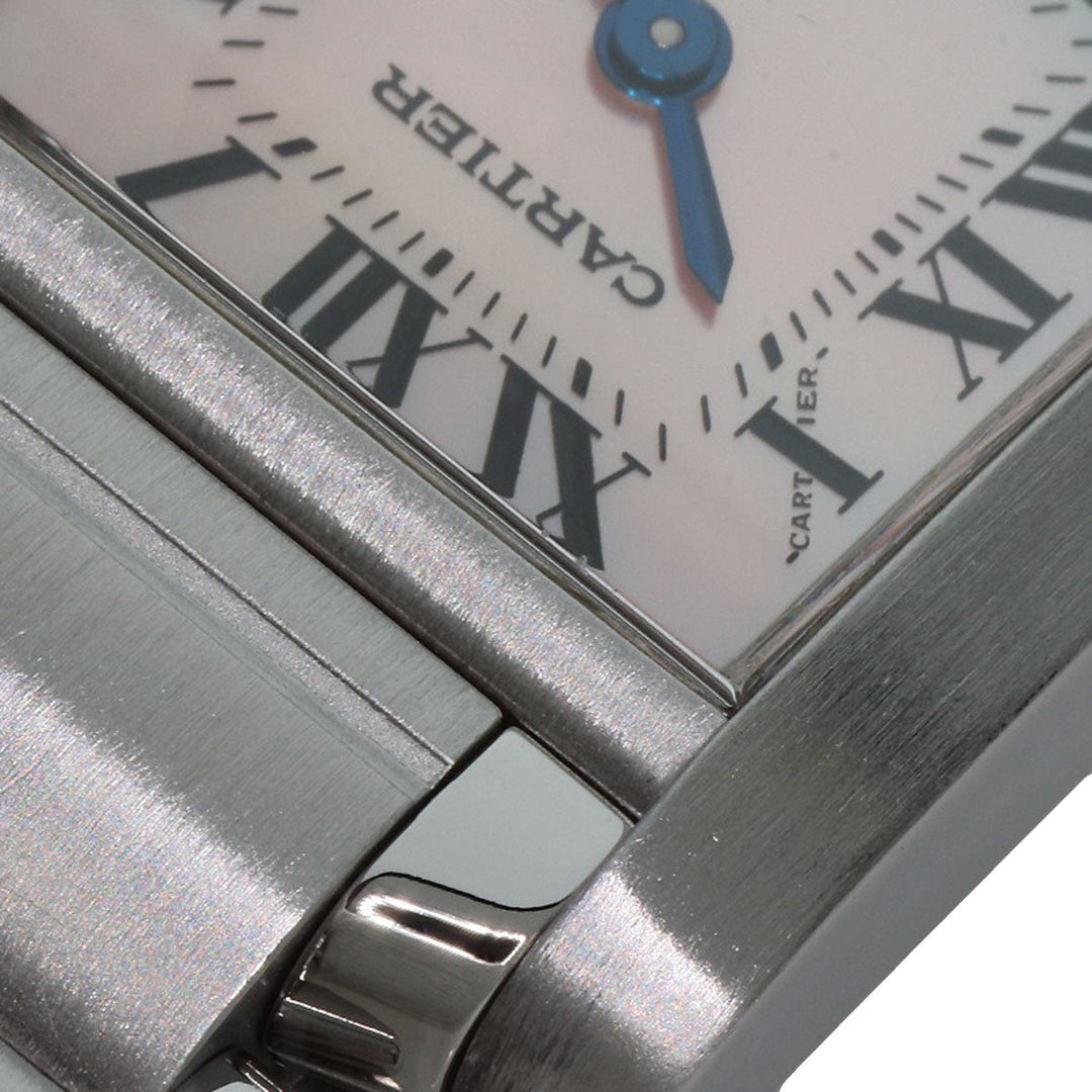 CARTIER Watches Quartz W51028Q3 Stainless Steel , Stainless Steel Silver Tank francaise SM Pink shell dial Women Used Authentic