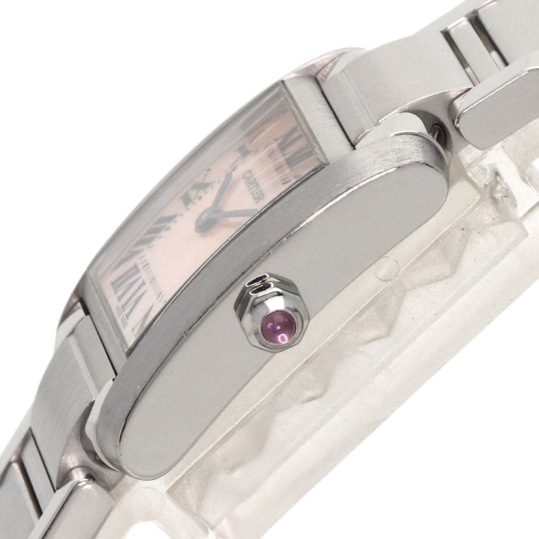 CARTIER Watches Quartz W51028Q3 Stainless Steel , Stainless Steel Silver Tank francaise SM Pink shell dial Women Used Authentic