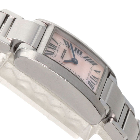 CARTIER Watches Quartz W51028Q3 Stainless Steel , Stainless Steel Silver Tank francaise SM Pink shell dial Women Used Authentic