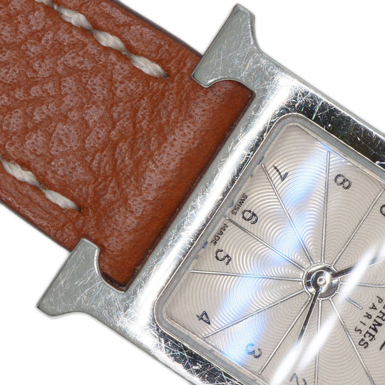 HERMES Watches Quartz HH1.110 Stainless Steel, Leather Silver H watch mini Silver dial Women Used Authentic