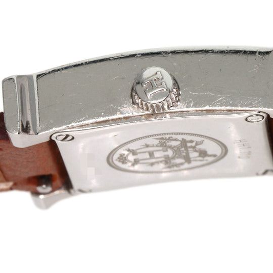 HERMES Watches Quartz HH1.110 Stainless Steel, Leather Silver H watch mini Silver dial Women Used Authentic