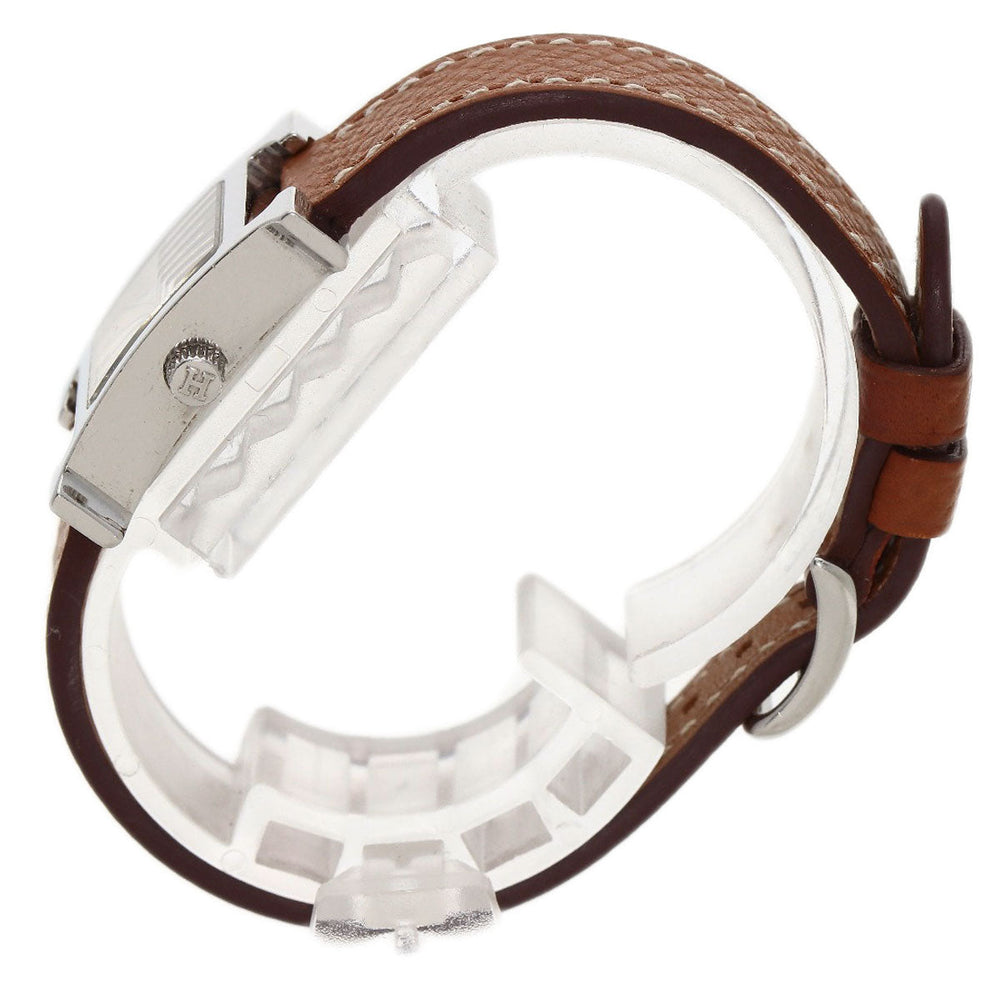 HERMES Watches Quartz HH1.110 Stainless Steel, Leather Silver H watch mini Silver dial Women Used Authentic