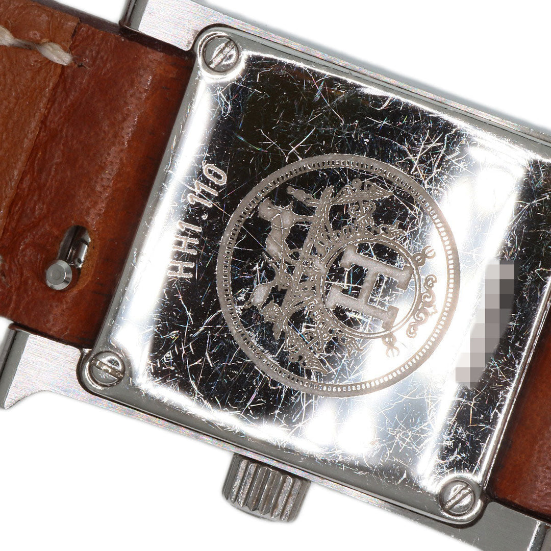 HERMES Watches Quartz HH1.110 Stainless Steel, Leather Silver H watch mini Silver dial Women Used Authentic
