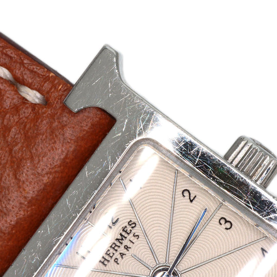 HERMES Watches Quartz HH1.110 Stainless Steel, Leather Silver H watch mini Silver dial Women Used Authentic