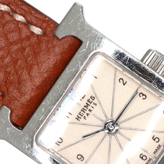 HERMES Watches Quartz HH1.110 Stainless Steel, Leather Silver H watch mini Silver dial Women Used Authentic