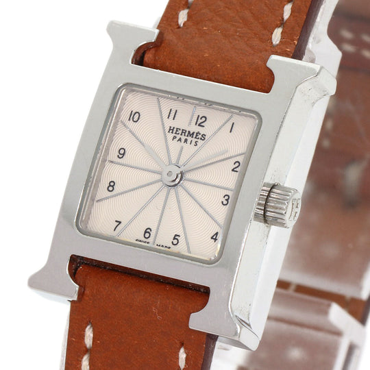 HERMES Watches Quartz HH1.110 Stainless Steel, Leather Silver H watch mini Silver dial Women Used Authentic