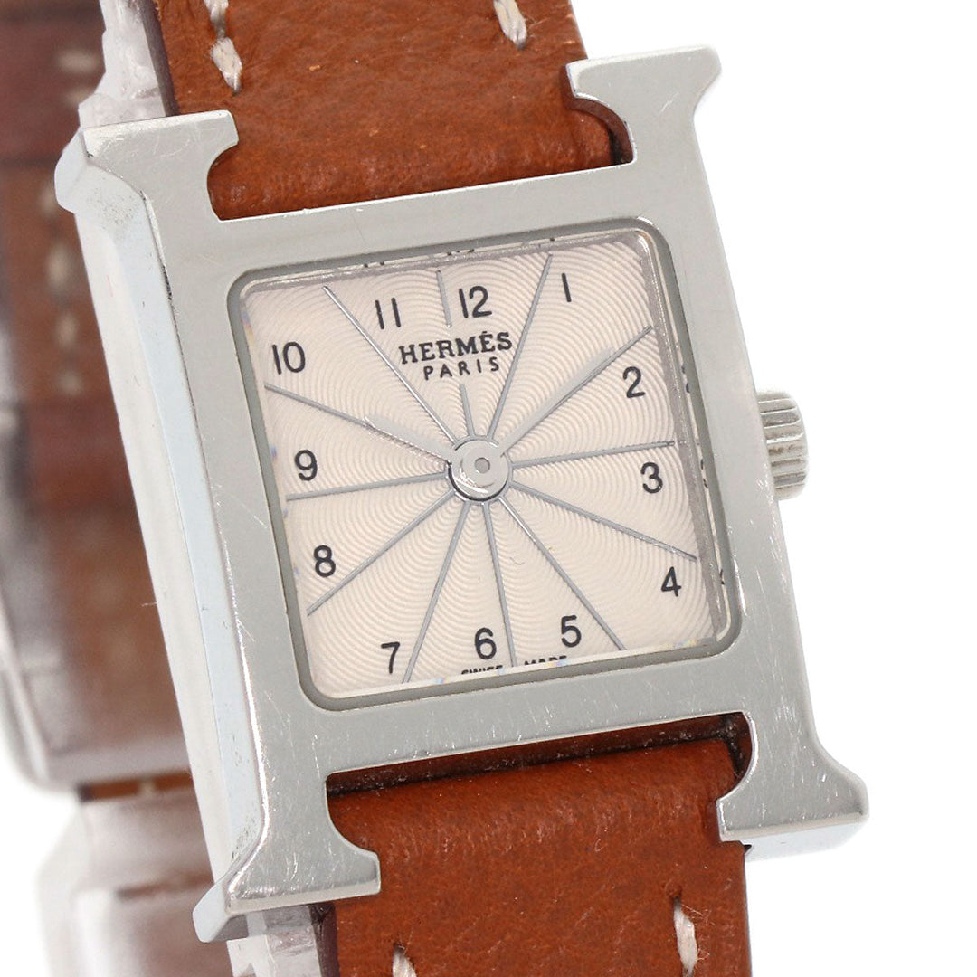 HERMES Watches Quartz HH1.110 Stainless Steel, Leather Silver H watch mini Silver dial Women Used Authentic