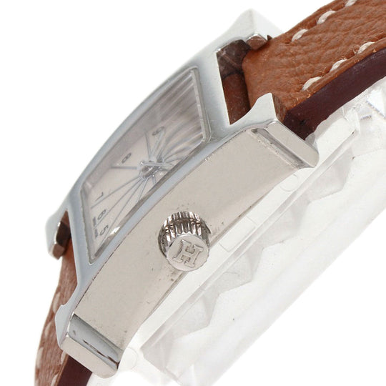 HERMES Watches Quartz HH1.110 Stainless Steel, Leather Silver H watch mini Silver dial Women Used Authentic