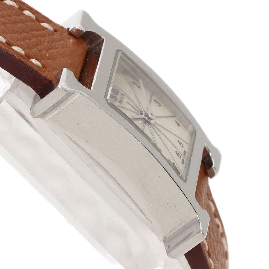 HERMES Watches Quartz HH1.110 Stainless Steel, Leather Silver H watch mini Silver dial Women Used Authentic