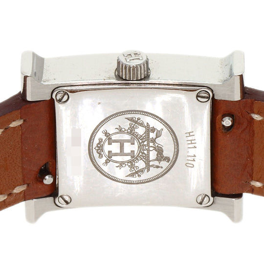 HERMES Watches Quartz HH1.110 Stainless Steel, Leather Silver H watch mini Silver dial Women Used Authentic