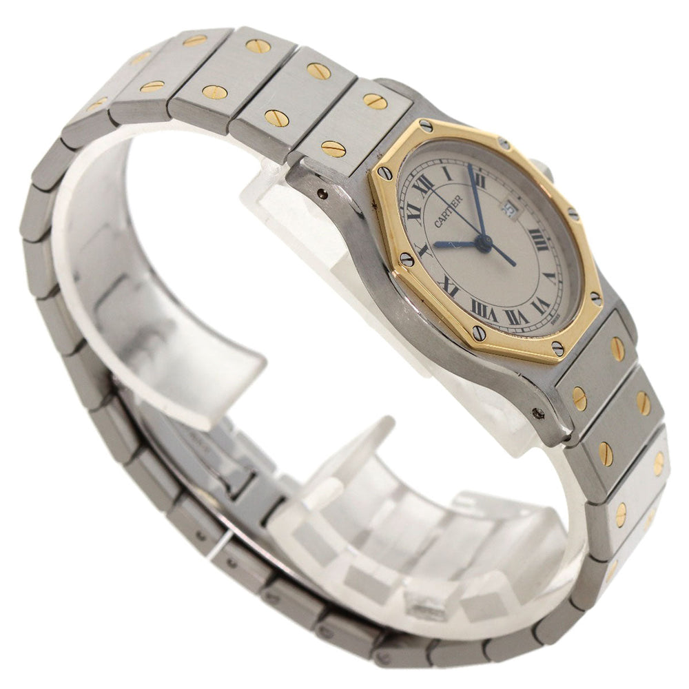 CARTIER Watches Quartz Stainless Steel , SSxK18YG gold Santos Octagon LM Ivory dial mens Used Authentic