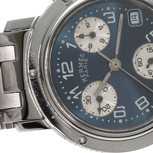 HERMES Watches Quartz CL1.310 Stainless Steel Silver Clipper Chronograph blue dial