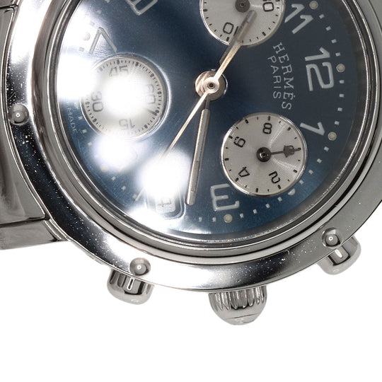 HERMES Watches Quartz CL1.310 Stainless Steel Silver Clipper Chronograph blue dial