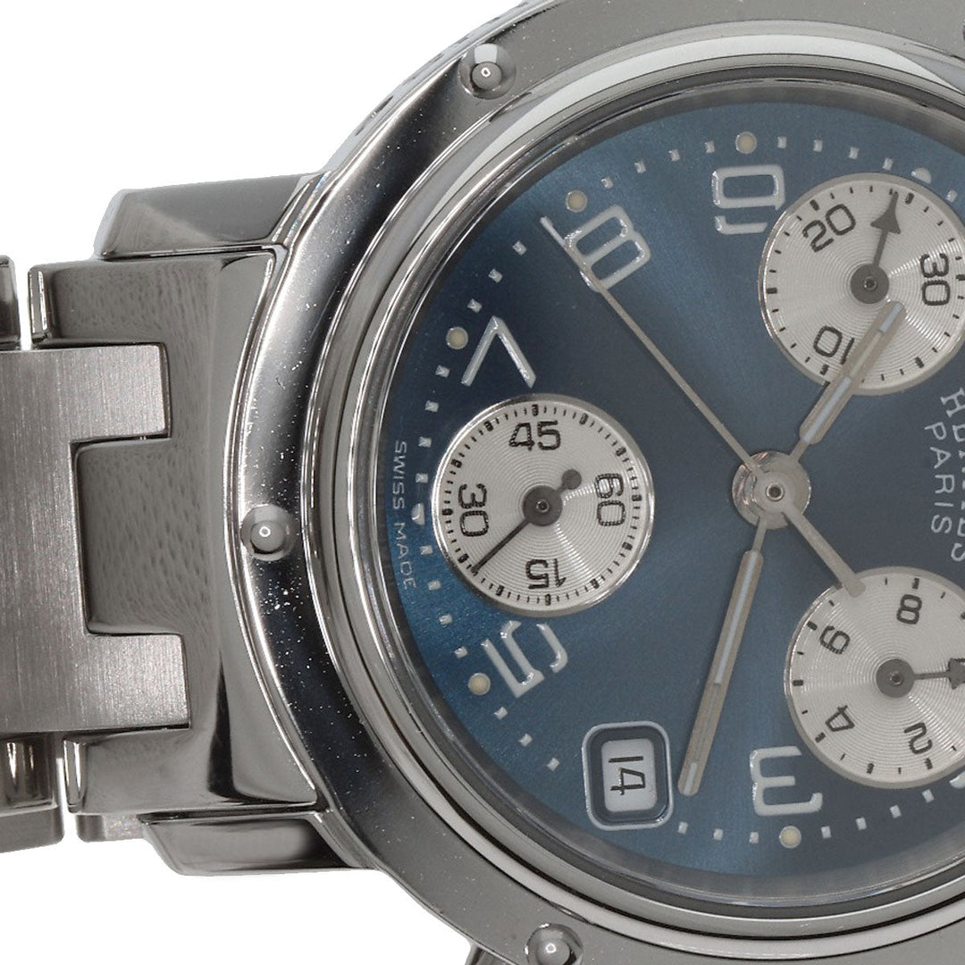 HERMES Watches Quartz CL1.310 Stainless Steel Silver Clipper Chronograph blue dial