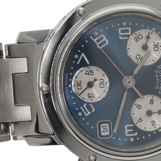 HERMES Watches Quartz CL1.310 Stainless Steel Silver Clipper Chronograph blue dial