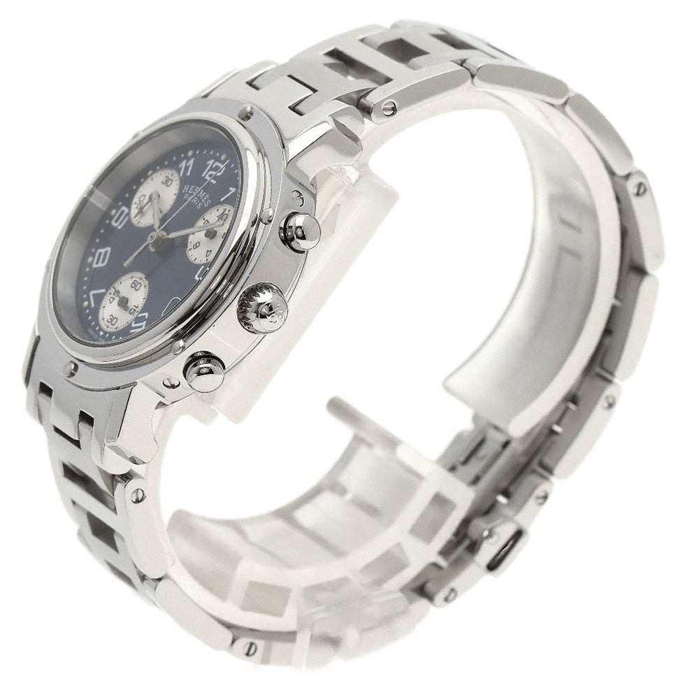 HERMES Watches Quartz CL1.310 Stainless Steel Silver Clipper Chronograph blue dial