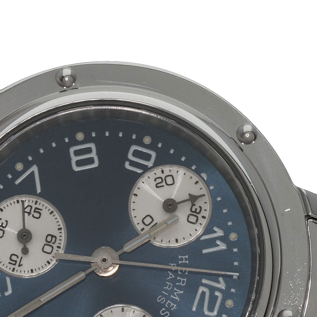 HERMES Watches Quartz CL1.310 Stainless Steel Silver Clipper Chronograph blue dial