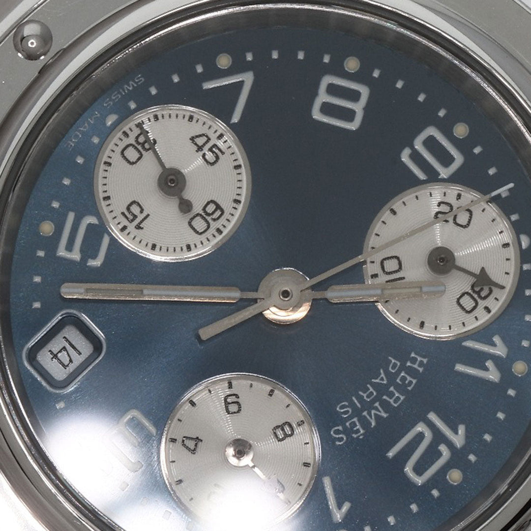 HERMES Watches Quartz CL1.310 Stainless Steel Silver Clipper Chronograph blue dial