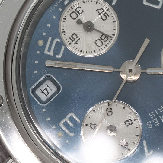 HERMES Watches Quartz CL1.310 Stainless Steel Silver Clipper Chronograph blue dial
