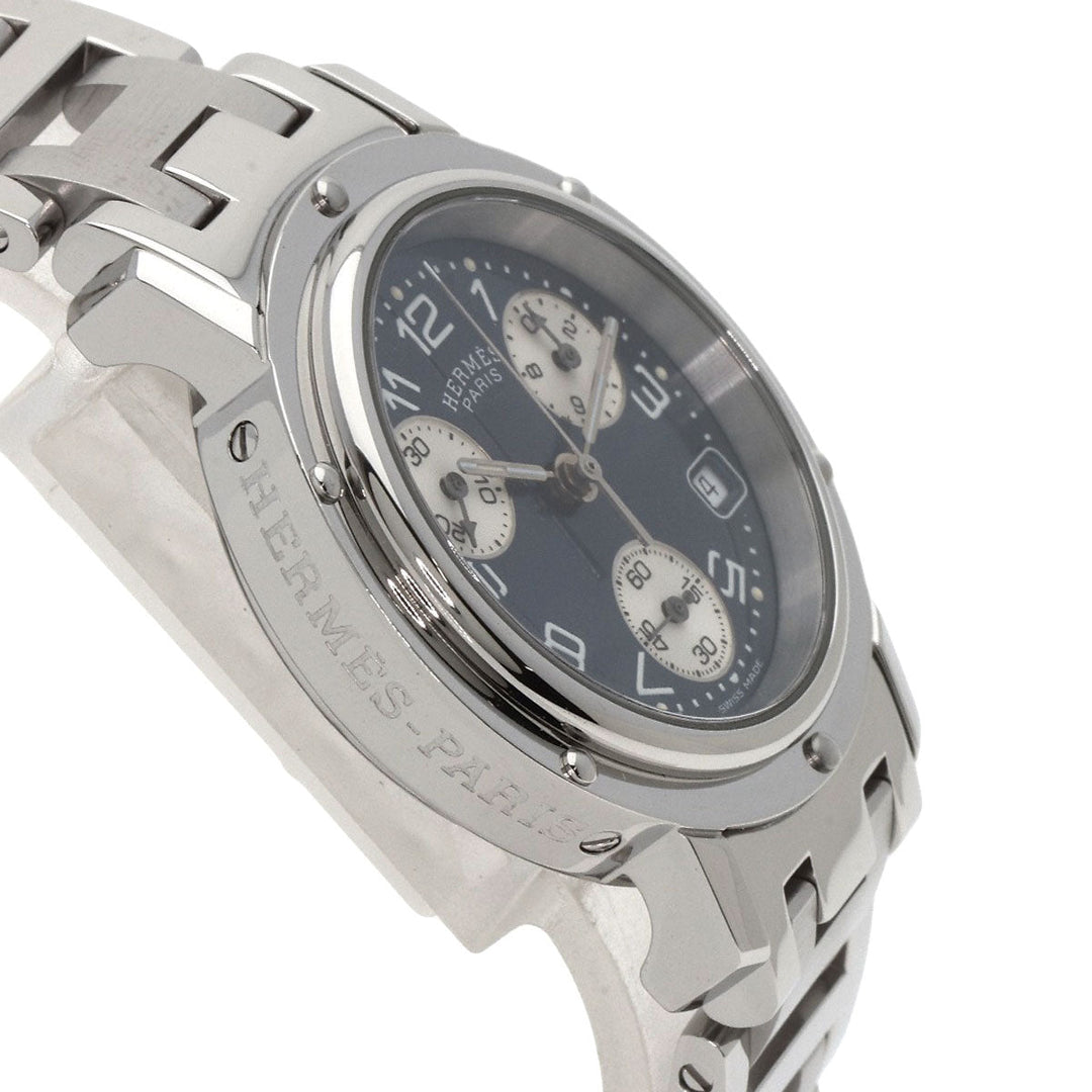 HERMES Watches Quartz CL1.310 Stainless Steel Silver Clipper Chronograph blue dial