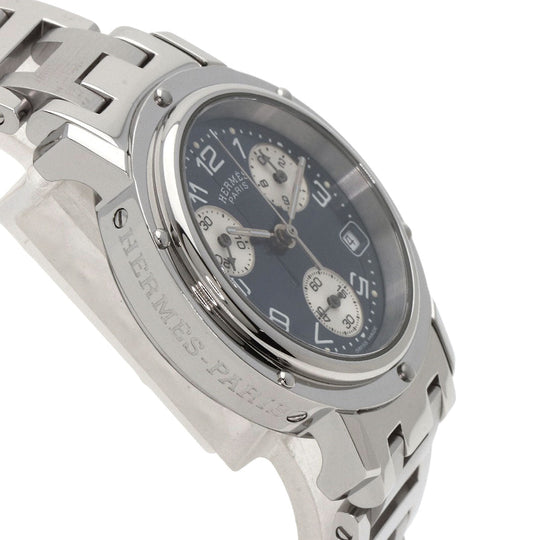 HERMES Watches Quartz CL1.310 Stainless Steel Silver Clipper Chronograph blue dial