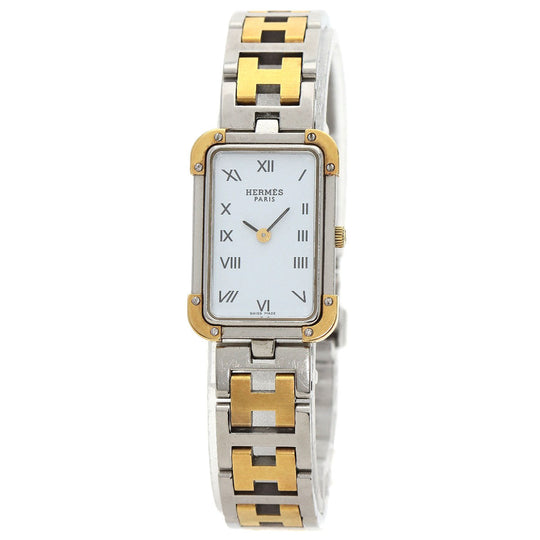 HERMES Watches Quartz CR1.220 Stainless Steel , SSxGP gold Clojure white dial Women Used Authentic