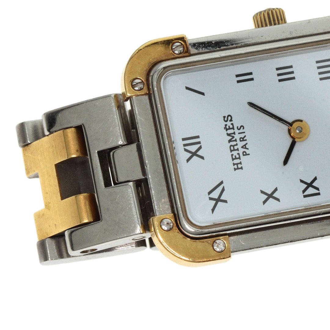 HERMES Watches Quartz CR1.220 Stainless Steel , SSxGP gold Clojure white dial Women Used Authentic