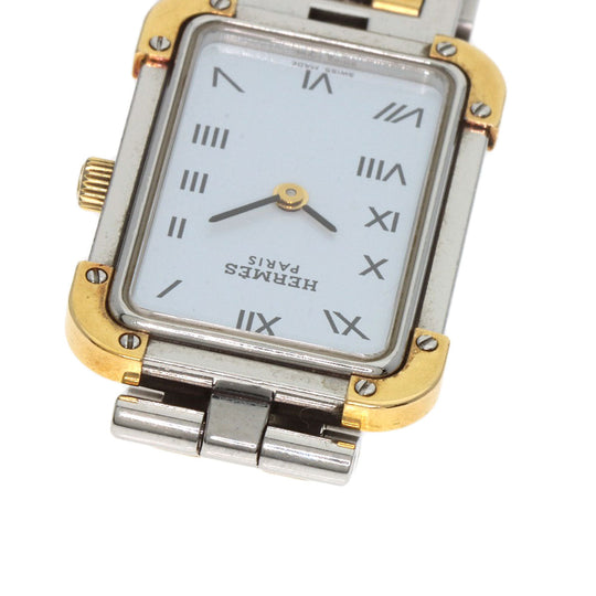 HERMES Watches Quartz CR1.220 Stainless Steel , SSxGP gold Clojure white dial Women Used Authentic