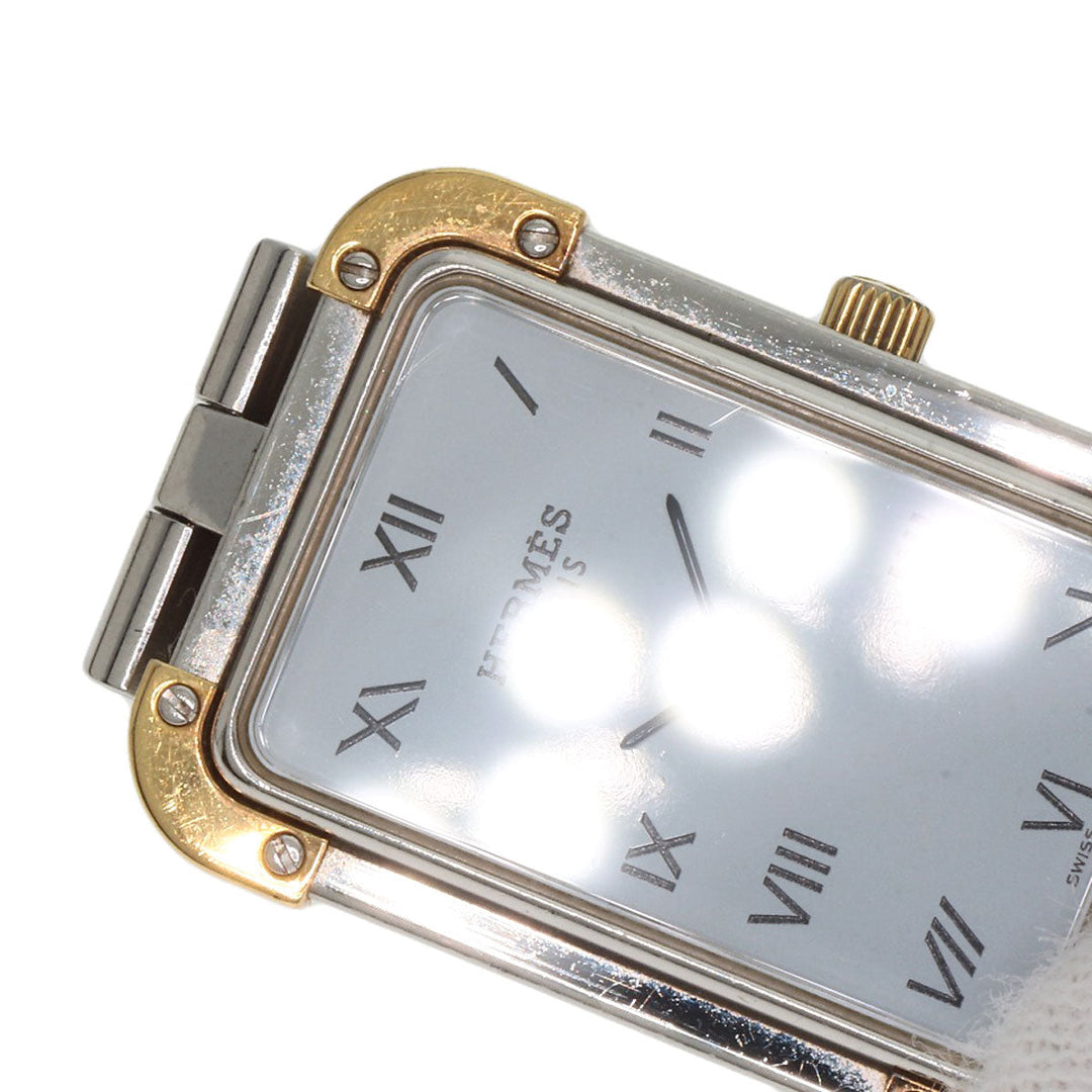 HERMES Watches Quartz CR1.220 Stainless Steel , SSxGP gold Clojure white dial Women Used Authentic