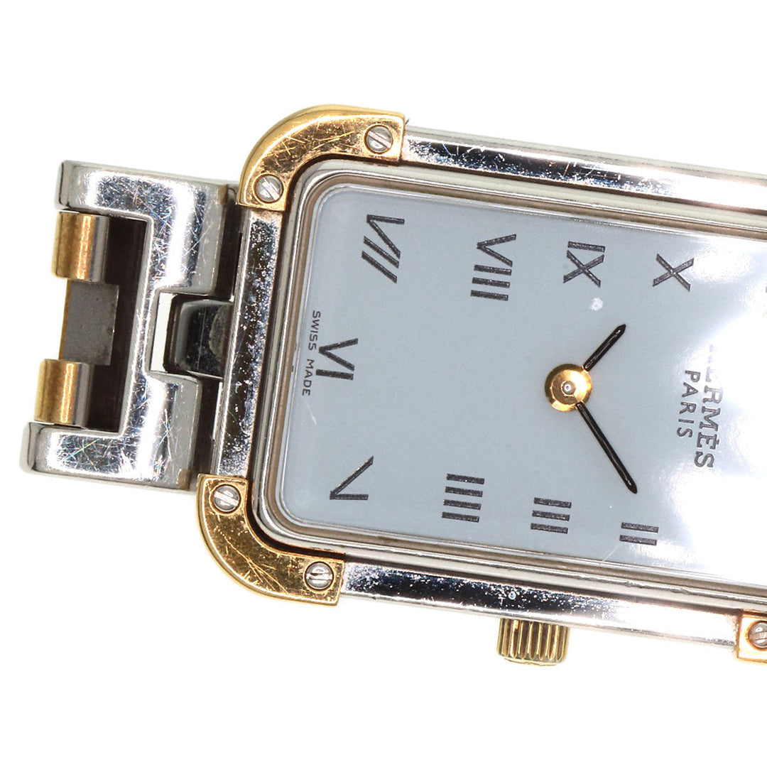 HERMES Watches Quartz CR1.220 Stainless Steel , SSxGP gold Clojure white dial Women Used Authentic