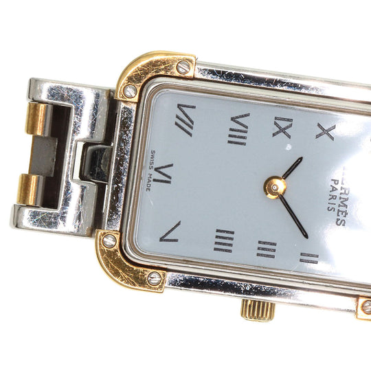 HERMES Watches Quartz CR1.220 Stainless Steel , SSxGP gold Clojure white dial Women Used Authentic